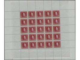 Franz Joseph I 10 kronen, colourproof in red in complete sheet of 25 stamps with platenumber II, very fine, cat.v. 6250++. Ac