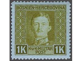 Not issued Karl I 1 kronen olive green on greenish paper, very fine, cat.v. 2500