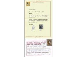 Leopold I 10 centiem bruin op dun papier met watermerk LL in kader, postfris met certificaten Willy Balasse 1972 en Pierre Ka