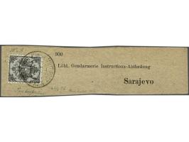 Coat of Arms 1 kreuzer black, lithographic printing, perforated 10½, on local newspaper wrapper K. und K. MILIT POST SARAJEWO