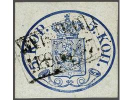 Coat of Arms 5 kopeke blue with large pearls with boxed cancellation Wiborg, fine (small surface rub on reverse), cat.v. 3500