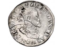 Provinciaal Philipsdaalder 1562 1e periode Antwerpen AG 33,24gr W. 712 slagbarst in het muntplaatje ov ZF-