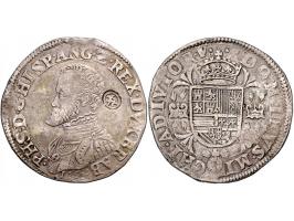 Provinciaal Philipsdaalder 1557 met klop Hollandsche leeuw in parelrand F-ZF