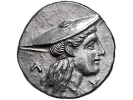 Griekse munten Aetolia, Aitolian League, Triobol ca. 205-150 BC, AR 14.9 mm, 2.51 g. - Obv: Head of Aetolia facing right, wea