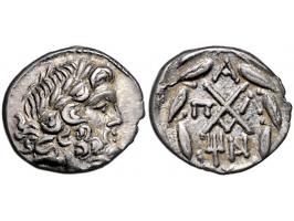 Griekse munten Achaia, Megara, Hemidrachm (Triobol) ca. 160-146 BC, AR 14 mm, 2.43 g. EF