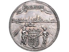 Historiepenningen 's-Hertogenbosch - Stadhuispenning zilver 1705 Snoeck 4 ZF+