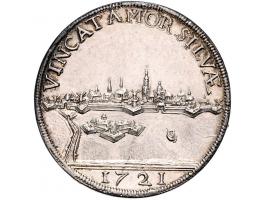 Historiepenningen 's-Hertogenbosch - Stadhuispenning zilver 1721 Snoeck 25 ZF+