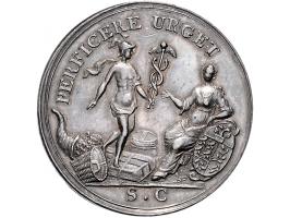 Historiepenningen 's-Hertogenbosch - Dubbele Stadhuispenning zilver 1741 Snoeck 55 ZF+