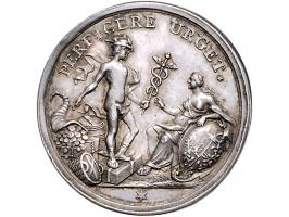Historiepenningen 's-Hertogenbosch - Stadhuispenning zilver 1741 Snoeck 59, 2e exemplaar ZF