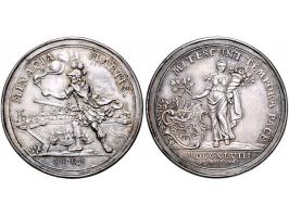 Historiepenningen 's-Hertogenbosch - Stadhuispenning zilver 1748 Snoeck 63 ZF
