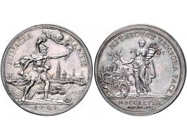 Historiepenningen 's-Hertogenbosch - Stadhuispenning zilver 1748 Snoeck 65 bijna PR