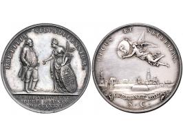 Historiepenningen 's-Hertogenbosch - Dubbele Stadhuispenning zilver 1776 Snoeck 78 bijna PR