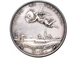 Historiepenningen 's-Hertogenbosch - Dubbele Stadhuispenning zilver 1776 Snoeck 78 bijna PR