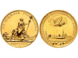 Historiepenningen 's-Hertogenbosch - Dubbele Stadhuispenning goud 1785 18,32 gr. Snoeck 80 PR