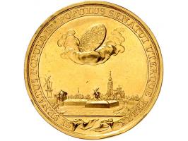 Historiepenningen 's-Hertogenbosch - Dubbele Stadhuispenning goud 1785 18,32 gr. Snoeck 80 PR