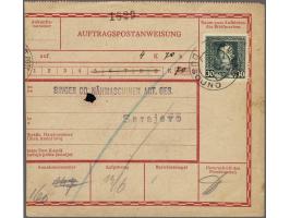 Karl I 30 heller black green on "Auftragspostanweisung" from Bugojno 13-6-1918 to Sarajevo, fine/very fine (pinhole probably 