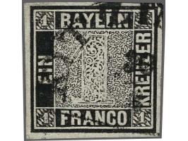 1 kreuzer black plate I, fine/very fine with 1989 Georg Bühler certificate: abgesehen von einer kleinen Aufrauhung in feiner 