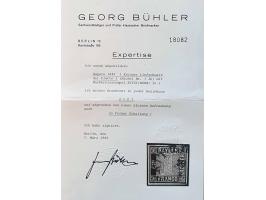 1 kreuzer black plate I, fine/very fine with 1989 Georg Bühler certificate: abgesehen von einer kleinen Aufrauhung in feiner 