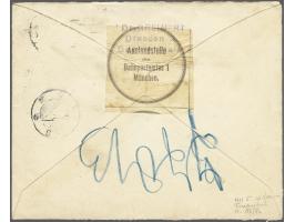 Booklet pane Germania 5 and 10 pfennig on cover from Dresden 15-2-1915 to Menado (isle of Celebes, Dutch East Indies), fine/v