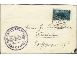 Letter from the HEADQUARTERS BRITISH CONTINGENT SAAR FORCE with 1,50 Fr dark green blue Landshape, cancel SAARBRUCKEN 2 M -5.