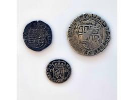 Kampen, florijn van 28 stuivers 1686, rechthoekig ingestempeld HOL (FR, instempeling ZF+), toegevoegd muntmeesterpenning 1758