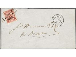 1890 (20 feb) 1d. carmine on cover from Muzimnene (the name of the stream adjacent to Bremersdorp township) to M'Dimba, cance