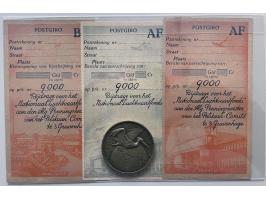 6 different plantation tokens (ondernemingsgeld) and medal Kerstvlucht Pelikaan including documentation in small box