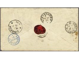 1891 1d. carmine and 2d. olive-bistre pair (perf. 12½) on cover from Embekelweni cancelled by 718 numerals in blue and cds Em