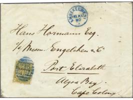 1890 2d. olive-bistre on cover from Embekelweni to Port Elizabeth Cape Colony cancelled by 718 numeral and cds Embekelweni 18