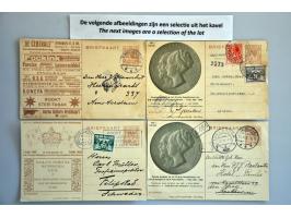 ruim 60 particuliere briefkaarten gebruikt en * w.b. Huygens (o.a. 2 watersnoodkaarten met bijfrankering naar buitenland), TI