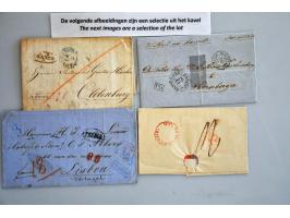 175 EO poststukken van/naar buitenland met veel grensstempels en o.a. (beschadigde) brief Suriname-Soerabaya 1869 via Marseil