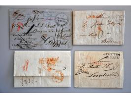 125 EO poststukken, veel van/naar buitenland met grensstempels w.b. Groot Zundert (2x), Zeebrief stempels, (Marine) Gezuiverd