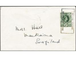 1949 George VI ½ d. green (13½ x 14) on cover from Sipofaneni to Mankaiana, postmarked by boxed Swaziland Police/20-1-1949/Si