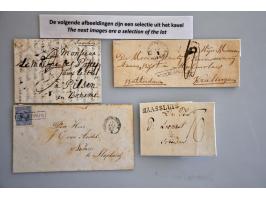 40 EO poststukken w.b. Exp. Moerdijk, grensstempels, enkele gefrankeerd en enig buitenland, in doos