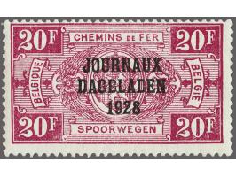 Dagbladzegels 10 centiem t/m 20 frank, cat.w. 1000