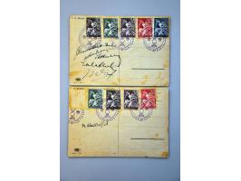 motief Schaken ca. 50 poststukken w.b. Wereldschaaktoernooi Groningen 1946 met herdenkingsblad waarop handtekening winnaar Bo