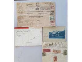 18 betere poststukken w.b. pakketkaarten, aangetekend, antwoordcoupon, stempels, strooibiljet ondertekend door Soekarno uitge