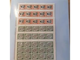 Weense drukken, 24 complete velletjes van 20 ex. 10 rupiah Hatta en 25 rupiah Soekarno, alle met verschillende opdrukken