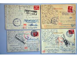 5 franked postcards with 7½ cent to Barcelona and readdressed to USA, undercover mail