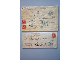 10 cent nr. 9 met halfrond-francostempel Padang op complete prijscourant 7-2-1872 naar Enschede en 10 cent nr. 9 en 50 cent n