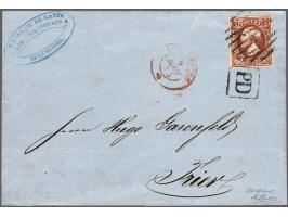 William III 1 silbergroschen blood red on cover from Luxembourg 5-8-1853 to Trier (Prussia), very fresh and very fine signed 