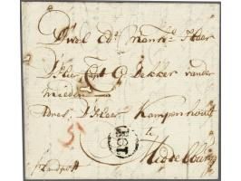 vertrekstempel ROT in cirkel op brief Rotterdam-Middelburg 19 maart 1782, lakstempel AH&nbsp;(A. van Hoboken), verzonden per 