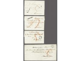 4 brieven Middelburg-Amsterdam nov.1798-nov.1799 naar Amsterdam met 3x M en 1x naamstempel, resp. 2x port 5 st. (beurtvaart),