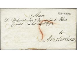 4 poststukken 1807-1809 met vertrekstempel MIDDELBURG (2 formaten), TERVEERE op gedateerde omslag (zeer zeldzaam, slechts enk