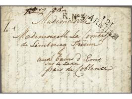121 ARNHEM in combinatie met Frans verdragstempel R.№.3 in zwart, zeldzame combinatie op brief 17-8-1811 geschreven door Leop