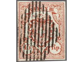 Rayon III 15 rappen red with small numerals (Zst. no. 18), fine, cat.v. 650
