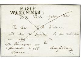 P.121.P. WAGENINGEN in zwart, iets vlekkerige pracht afdruk op brief 11-9-1811 naar Amsterdam, 3 déc vooruitbetaald port, pra