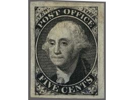 Postmaster Provisionals New York, preliminary proof George Washington 5 cents black on white paper without gum, fine/very fin