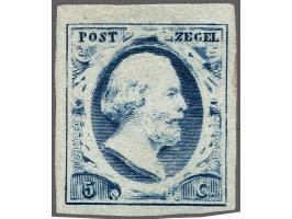 5 cent flets staalblauw plaat II pos. 26, pracht ex. zonder gom met certificaat Vleeming 2021. Ongebruikt een zeer schaarse k