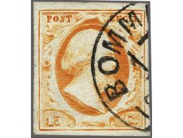 Bommel C (Ey RR) deels op 15 cent donkeroranje, pracht ex. Zeldzaam stempel, het Corinphila-archief meldt slechts 9 afdrukken